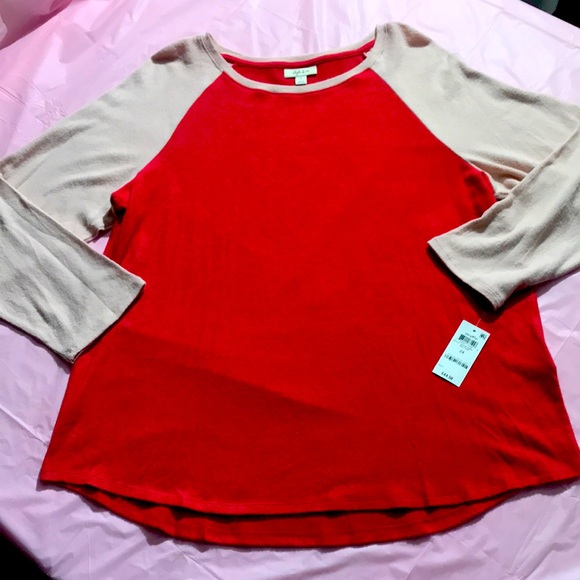 Style & Co red zone “baseball tee” sweater 2X NEW! - Picture 1 of 6